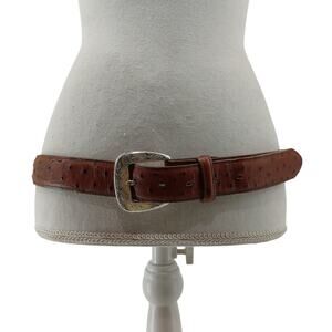 Tony Lama Brown Ostridge Western Belt Size 38 Cowboy Leather